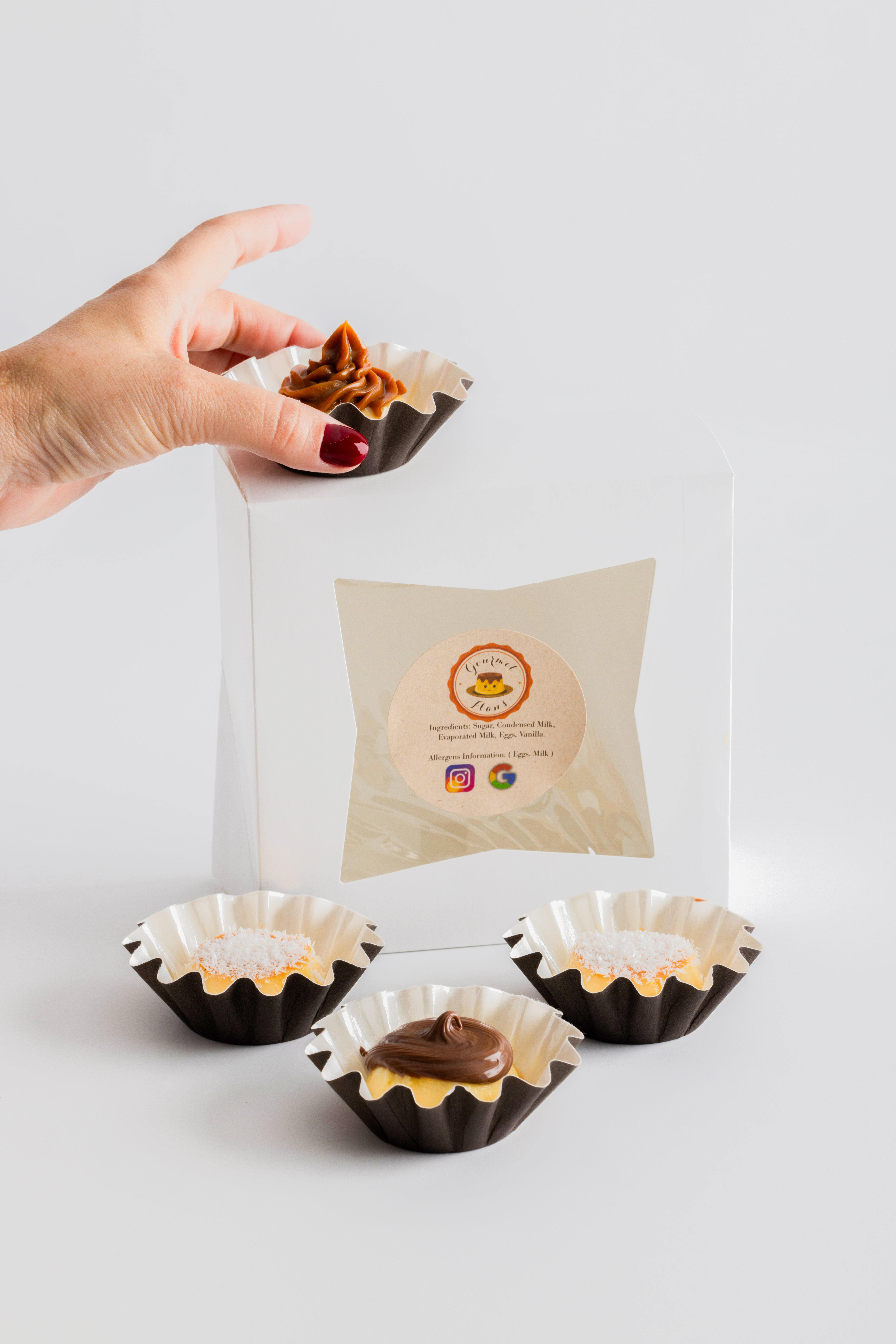 Three flans with box