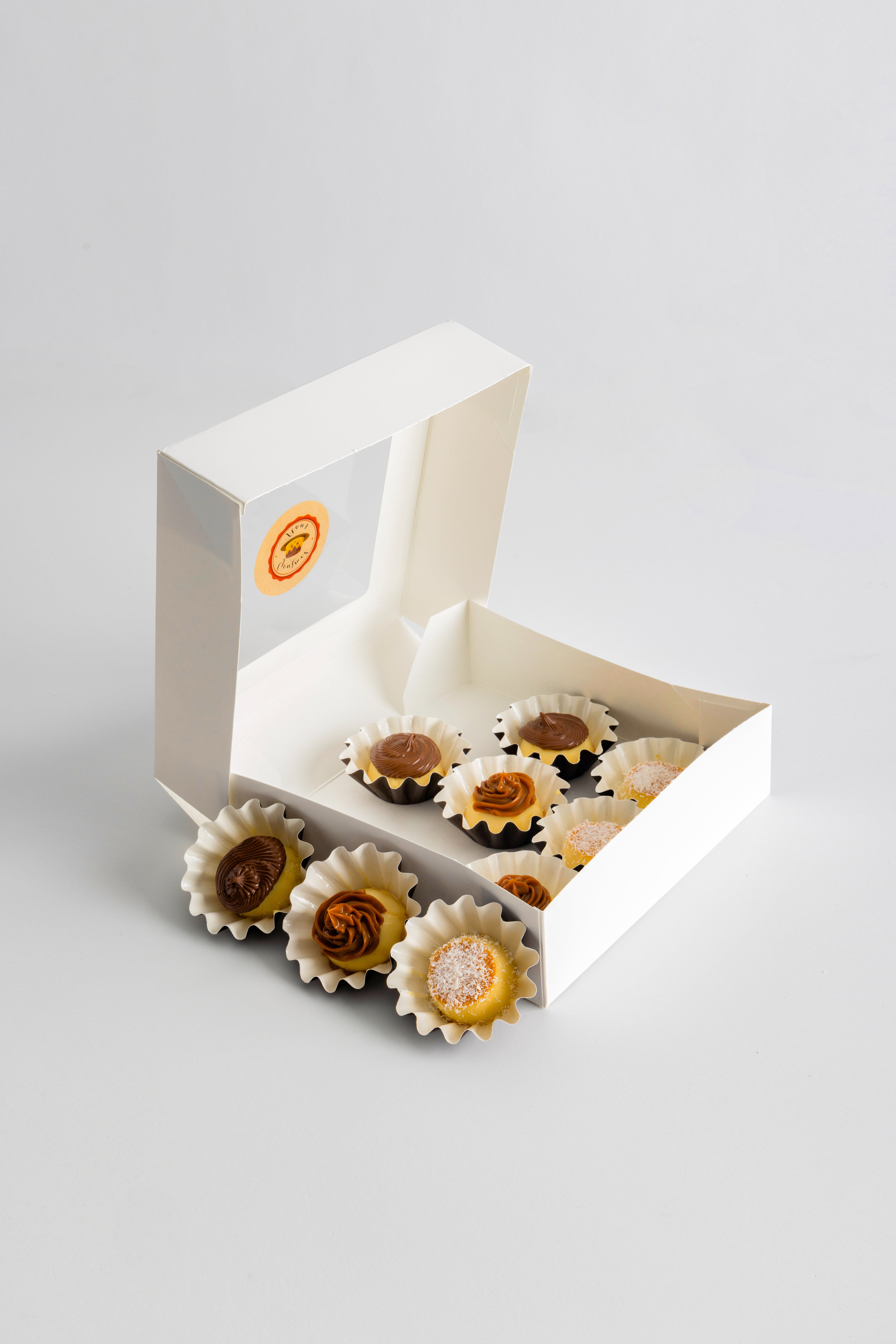 Box with flans outside